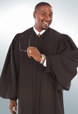 Custom J-25 Judicial Robe with pleated shoulders and braid trim